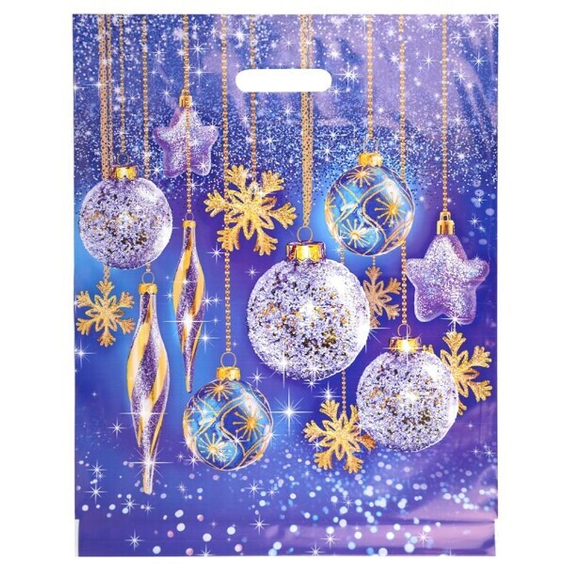 Пакет новогодний прорубная ручка Россия 40*50 см 80 мкм ПВД Тайна  1 шт 500 шт/кор