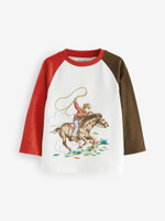 Лонгслив для мальчика Next N66-331, Молочный, Коричневый, Красный