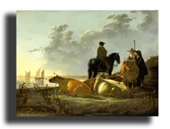 Репродукция " Альберт Кейп - Пейзаж со стадом, всадником и пастухами"