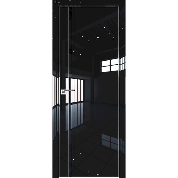 Межкомнатная дверь глянцевая Profil Doors 21LE чёрный люкс со вставкой