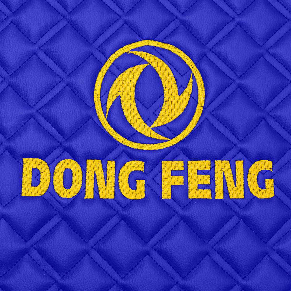 Ковры DongFeng GX, (экокожа, синий, синий кант, желтая вышивка)