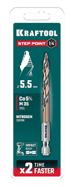 KRAFTOOL STEP POINT, d 5.5 х 98 мм, сверло по металлу для винтовёртов и шуруповертов IMPACT READY (29653-5.5)