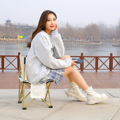 Стул складной 38*38*64см с боковой сумкой (бежевый)