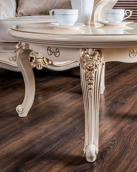 Стол журнальный ДЖОКОНДА  круглый крем глянец