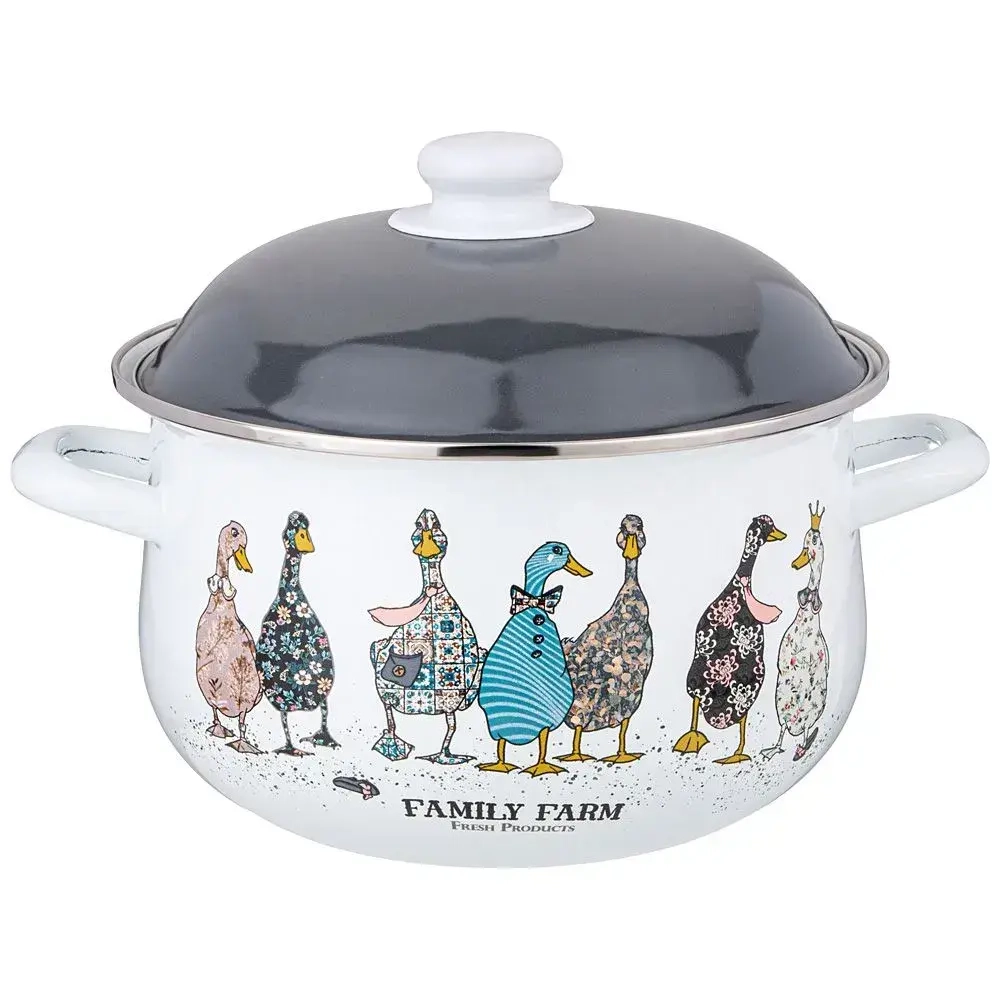Кастрюля agness эмалированная с эмал.крышкой серия family farm, 3.6 л, 22*13 см