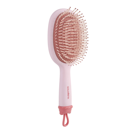 Solomeya Расческа Для Волос Массажная С отверстиями Для Джиббитсов Розовая Hair Brush Pink