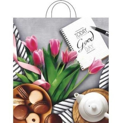 Пакет с петлевой ручкой ПНД 38х42 (40 мкм) "Завтрак" (25/500 шт.) Интерпак