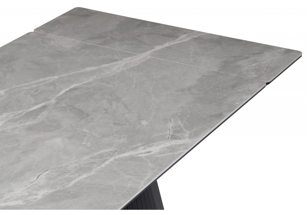 Керамический стол Woodville Вейв 160(220)х89 larka grey, черный