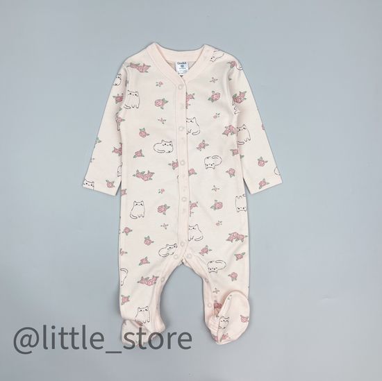 Слип хлопковый "Кошечки и цветочки" светлый жемчуг