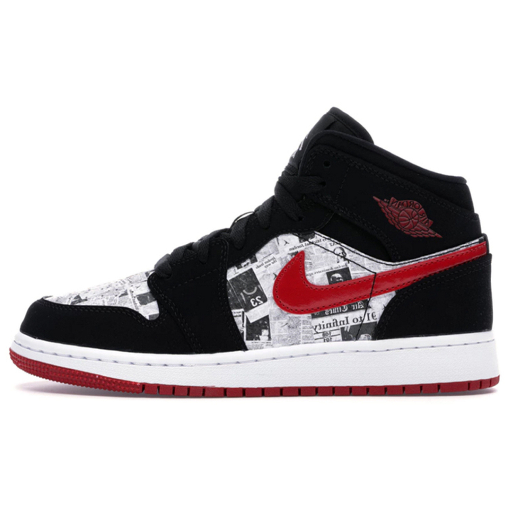 Кроссовки Air Jordan 1 Mid SE GS Newspaper Air Times