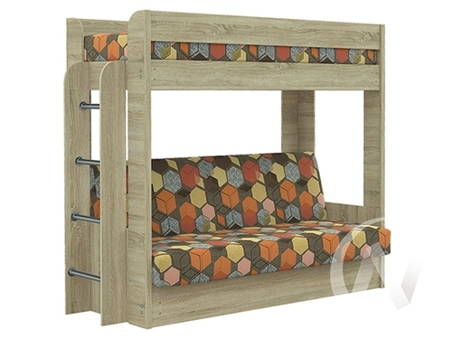 Диван-кровать двухъярусный КМ.009.01-016-00 (дуб сонома/GEOMETRY BROWN 1 Вариант)