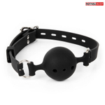 Черный силиконовый кляп-шарик с отверстиями на регулируемом ремешке (Цвет: черный)