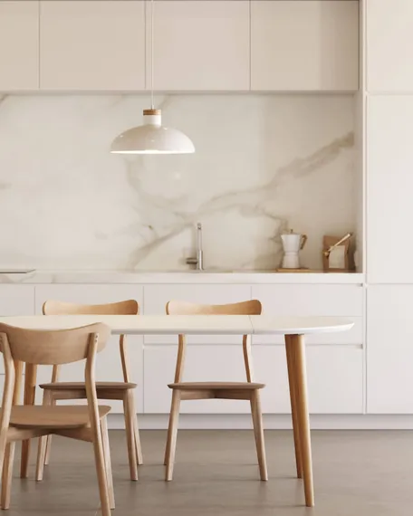 Раздвижной стол Oqui Ø90-170х90 см, белый