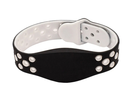 Силиконовый RFID браслет доступа EM-Marine “FITNESS” ЧЕРНО-БЕЛЫЙ, с застежкой