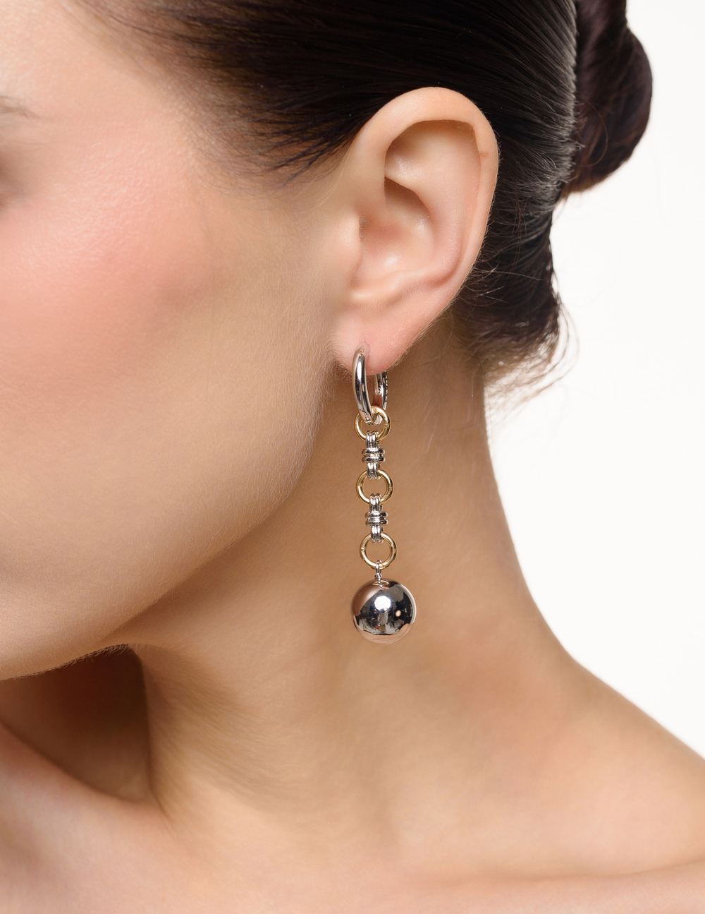 Серьги "Silver Ball" Bicolor