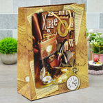 Пакет бумажный 26*32*10см с ручками глянцевый "Мужской" микс