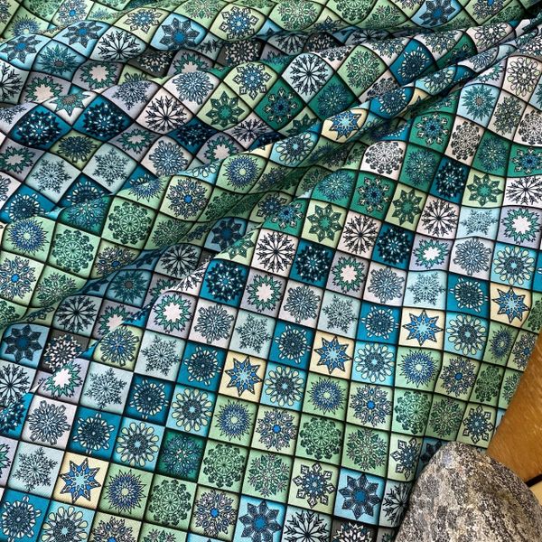 МАРРАКЕШ, БИРЮЗОВАЯ ЗВЕЗДА, отрез 80 см, 100% хлопок Handmade Fabrics 6