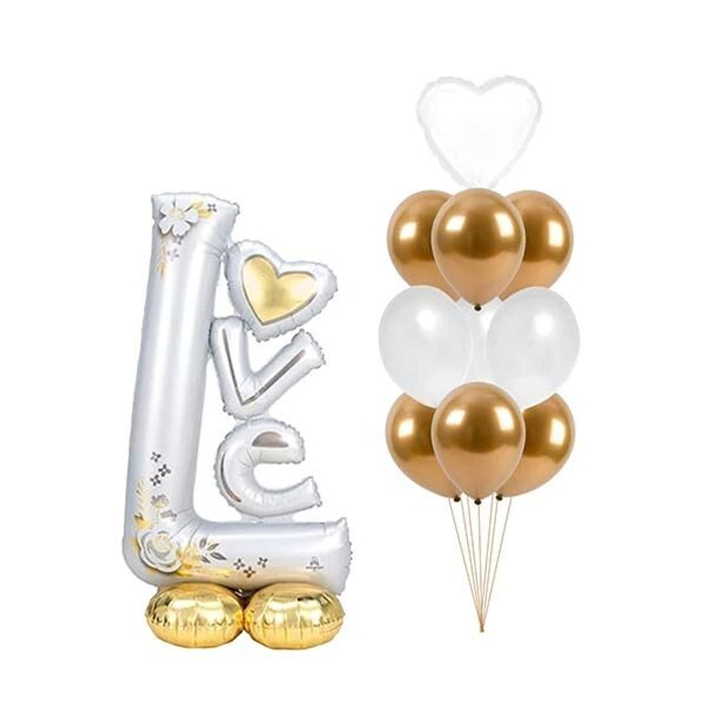 Композиция из шаров "Любовь с белым сердцем"