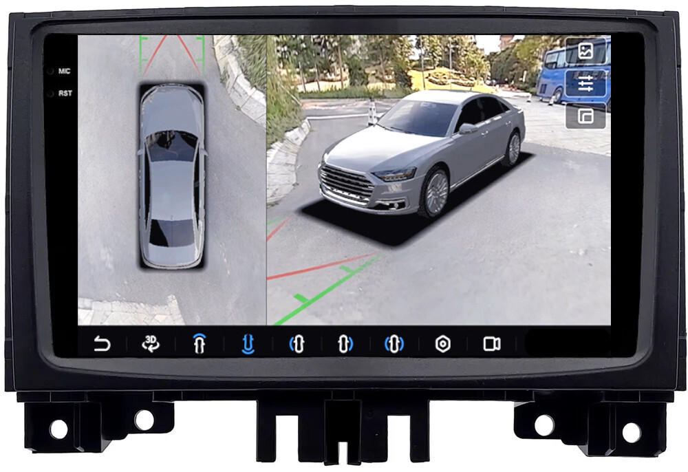 Магнитола для Mercedes-Benz Sprinter W906 2013-2017, Volkswagen Crafter 2013-2016 - FarCar BX9-360-7096F2 монитор 9.5" 2K QLED на Android 13, 6Гб+128Гб, CarPlay, 4G SIM-слот, 4 камеры в комплекте