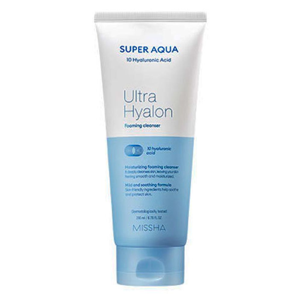 Missha Super Aqua Ultra Hyalron Cleansing Foam увлажняющая пенка с 10 видами гиалуроновой кислоты