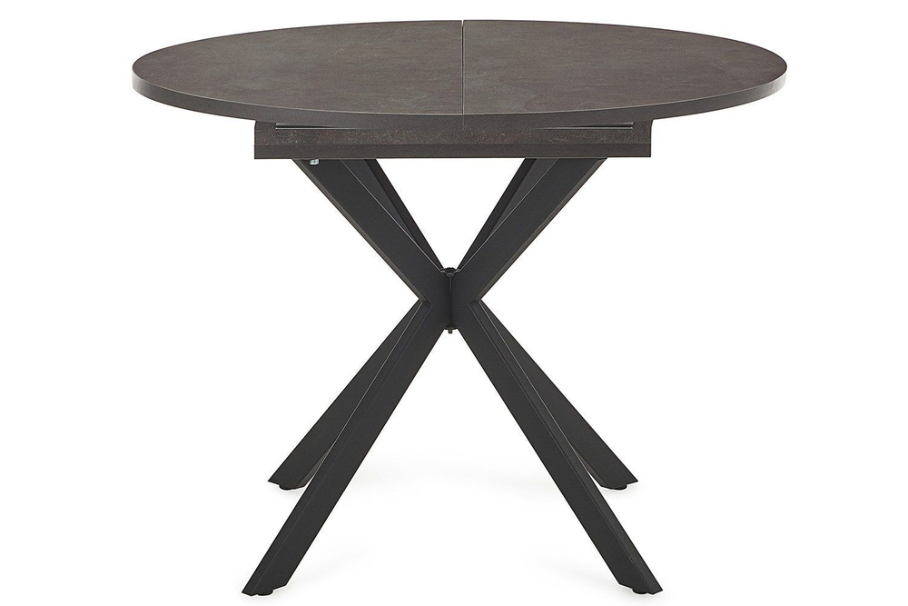 Стол кухонный обеденный круглый раздвижной Белый/Чёрный Муар, Мэдисон, 100,1х100х75 см