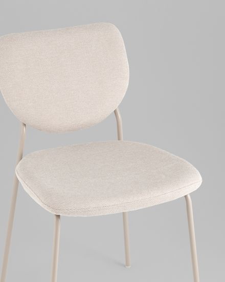 Стул обеденный Gigi шенилл бежевый кремовые ножки