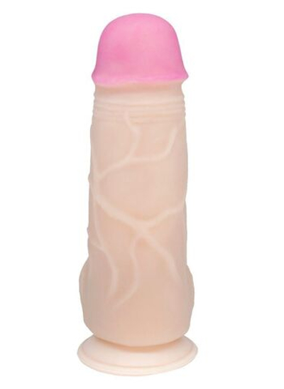 Телесный фаллоимитатор на присоске большого диаметра - 19,5 см. (Цвет: телесный)