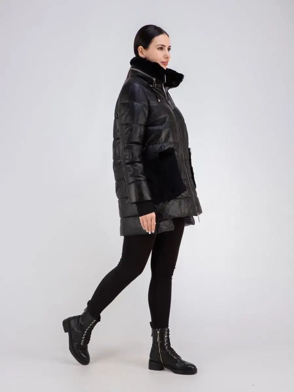 Пальто кожаное из натуральной кожи