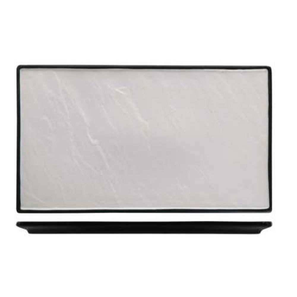 Блюдо прямоугольное 36*25,5 см Relief белое с черным бортом фарфор P.L. Proff Cuisine [1]