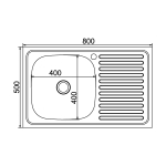 Мойка 80х50 (0,4) лев вып 1 1/2 MIXLINE 16 см
