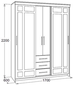 Шкаф-купе «Мираж-4» (молочный дуб/венге), Фант-мебель