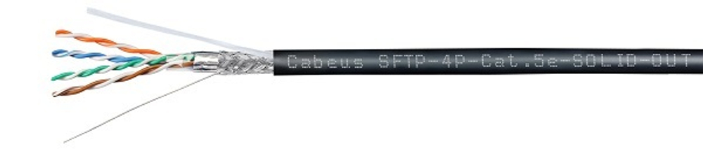 Кабель витая пара SF/UTP 5e кат. 4 пары Cabeus SFTP-4P-Cat.5e-SOLID-OUT-LSZH-UV