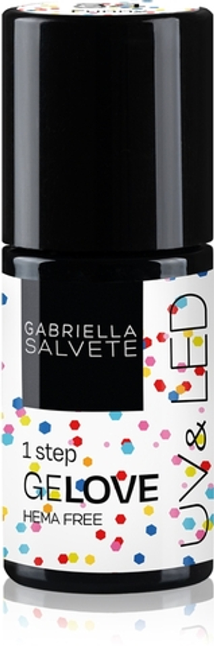 Gabriella Salvete GeLove One Step - Гибридный лак для ногтей с использованием УФ / СВ-лампы с блестками оттенок 34 Funny, 8 ml