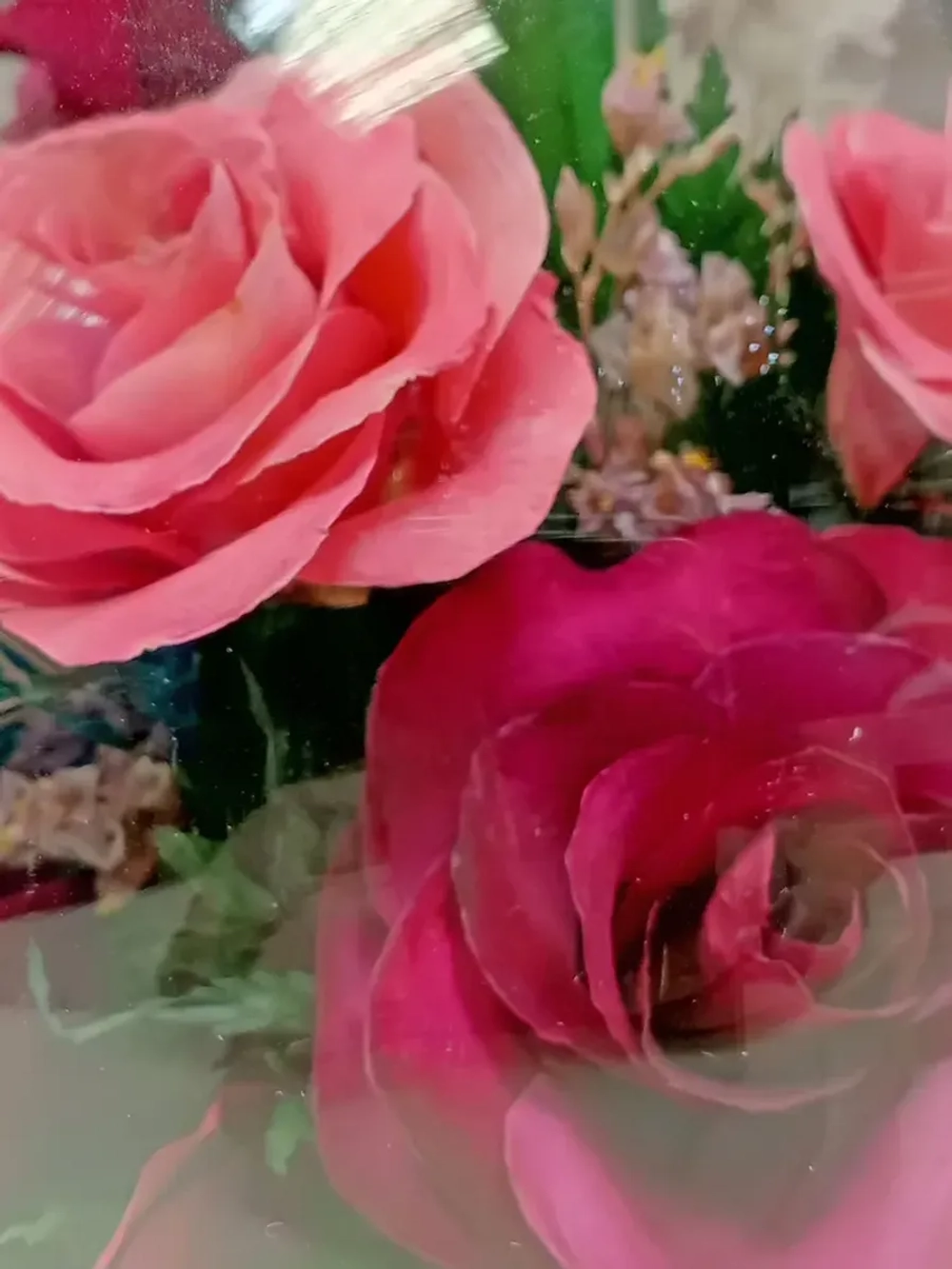 натуральные розы в стекле, вакуум