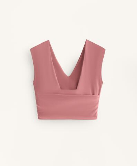 Oysho Топ-майка Comfortlux с перекрестными деталями, светло-розовый