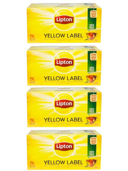 Чай черный Lipton Yellow label в пакетиках, 25 шт x 4 уп