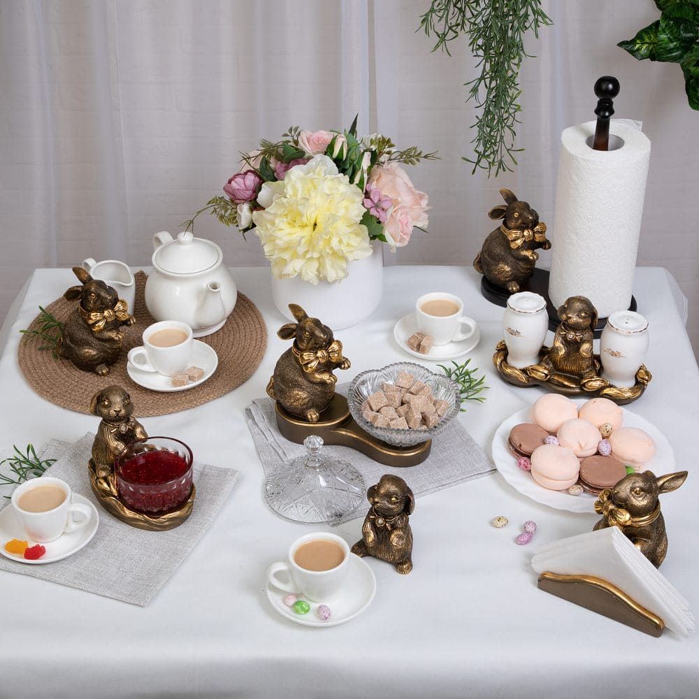 Конфетница-сахарница Кролик Банни Бронза с чашей