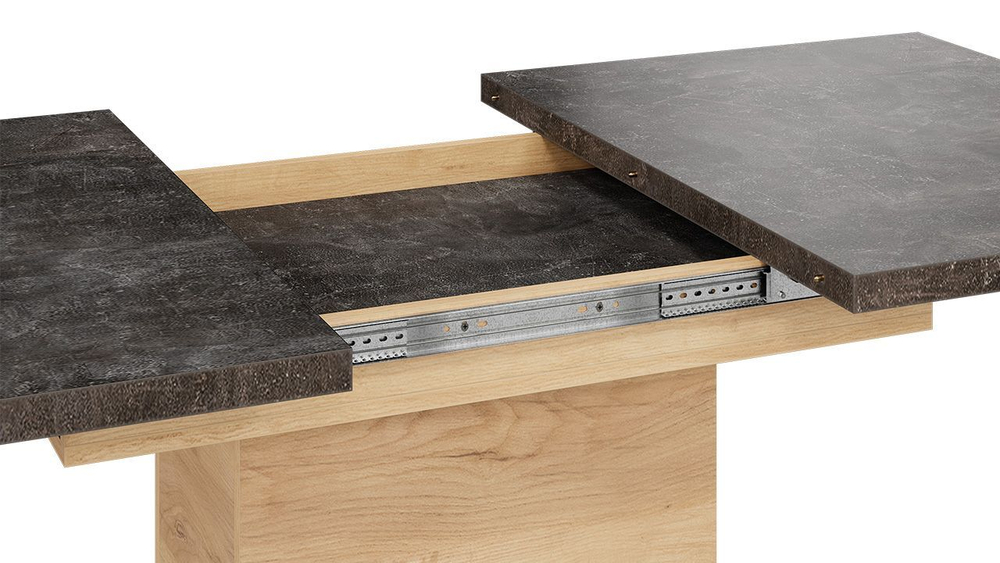 Стол кухонный обеденный раздвижной Дуб Крафт золотой/Ателье темное 120(163)х80х75 см