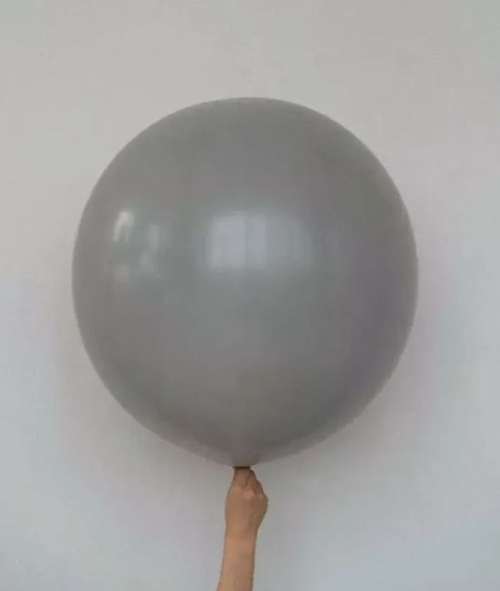 S шар гигант 24"/60 см пастель (081) серый (БГ-90)  Изображение2