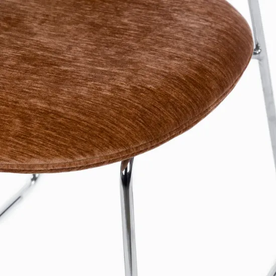 Обеденный стул Murten мягкая терракотовая обивка, металлический каркас хром