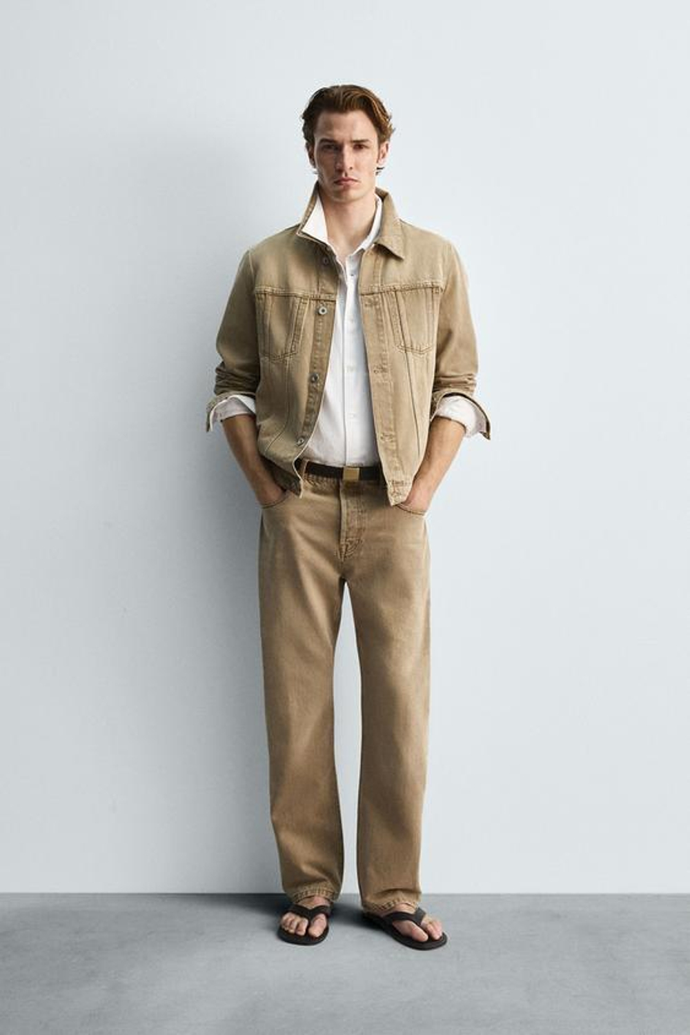 ZARA ДЖИНСЫ RELAXED FIT, РЫЖЕВАТО-КОРИЧНЕВЫЙ