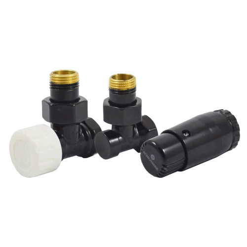 Комплект подключения SCHLOSSER STANDARD MINI 1/2quot; угловой, Ral 9005, с термоголовкой MINI М30х1,5