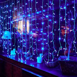 ULD-C2030-240-TWK BLUE IP67 Занавес светодиодный с эффектом мерцания. 3х2м. Соединяемый. 240 светодиодов. Синий свет. Провод белый. TM Uniel.