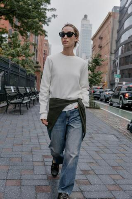 ZARA ВАФЕЛЬНАЯ ФУТБОЛКА С ЭТИКЕТКОЙ, ЖЕЛТОВАТО-БЕЛЫЙ