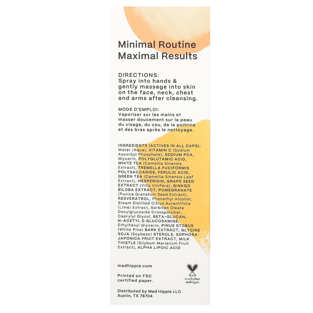 Mad Hippie, тонизирующий спрей с витамином C, 118 мл (4 жидк. унции)
