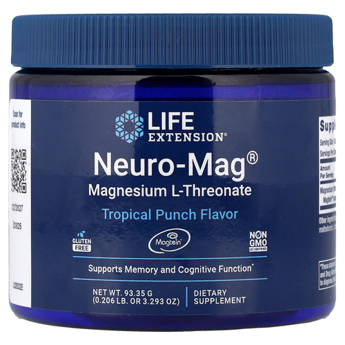 Life Extension, Neuro-Mag®, L-треонат магния, тропический пунш, 93,35 г (3,293 унции)