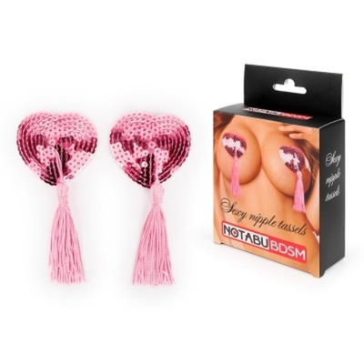 Пэстисы Notabu BDSM в форме сердец с кисточками розовые