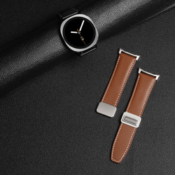 Ремешок из натуральной кожи коричневого цвета от Dux Ducis для смарт часов Samsung Galaxy Watch 8 (40 и 44мм), серия YA Series