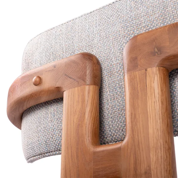 Стул Oberon, бежево-голубая рогожка, ножки орех