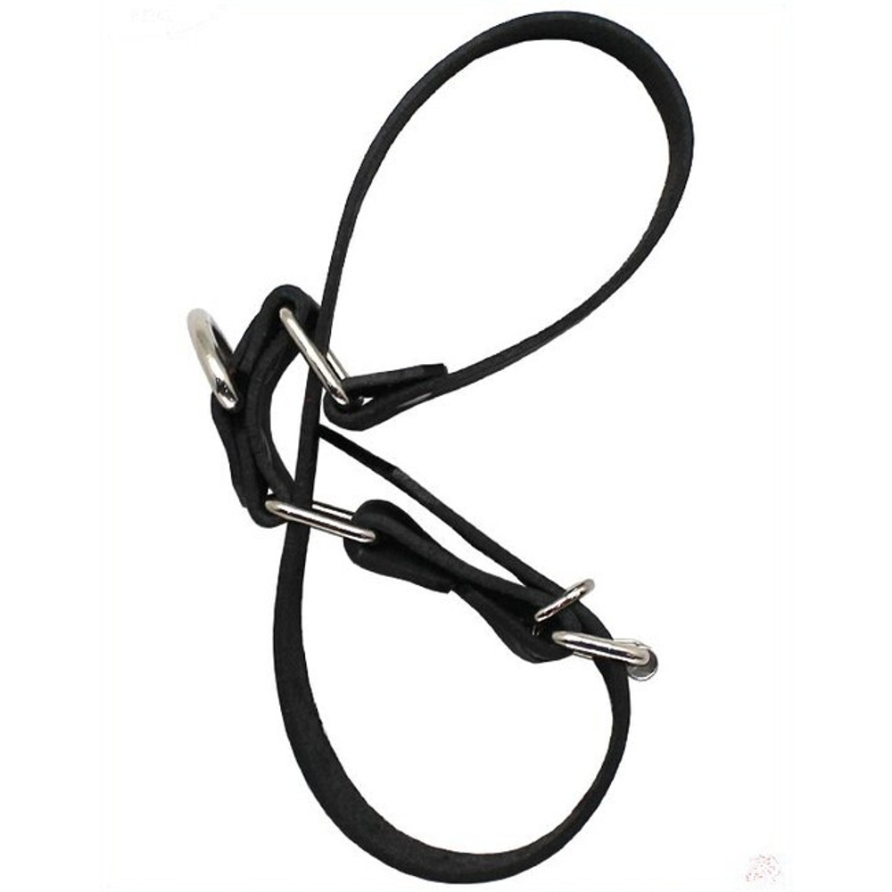 Ременные наручники с полукольцом (узкие) (Цвет: черный с серебряным)